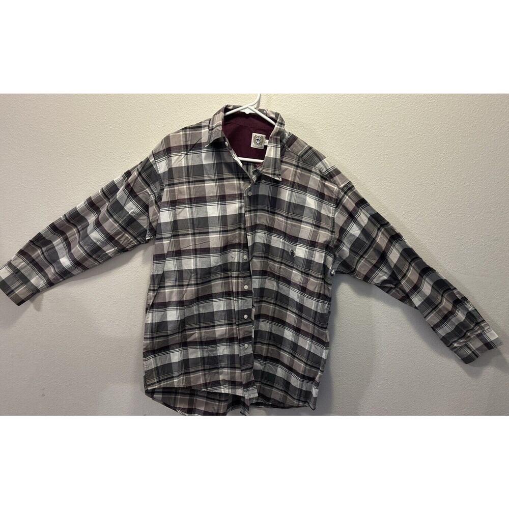 Cinch Long Sleeve Button Down Western Shirt Men's Large‎ Gray Black Plaid